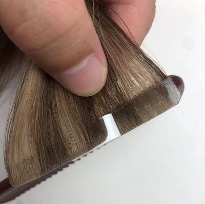 China 100% Human Virgin Remy Straight Extension European Invisible Double Drawn Remy Tape Real Hair Tape Suppliers for sale