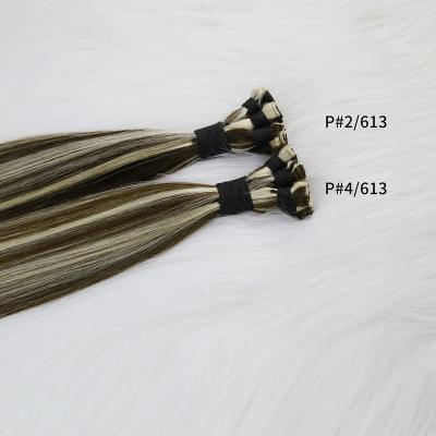 China 613 Silky Straight Custom Hand Bonded Straight Tied Russuan Handmade Remy Hair Extension for sale