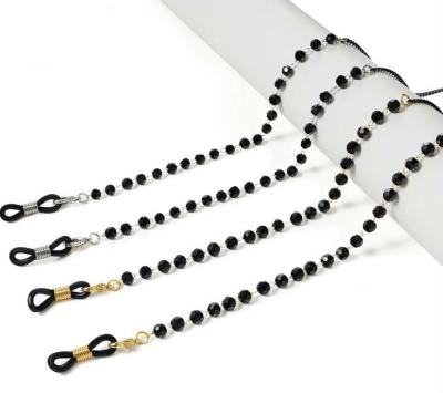 China Custom Acryl Leather Chain Strap Glass Beads Glass Beads Glasses Necklace Metal Sunglasses Rope Crystal Lanyard for sale