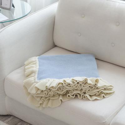 China High Quality Eco-friendly Soft Single Throw Office Blanket Pure Cotton Patchwork Knitted Blanket for sale