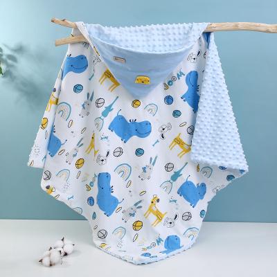 China High Quality Cotton Seersucker Anti-static Wrap Baby Blankets Cotton Newborn Soft Infant Cartoon Printed Blanket for sale