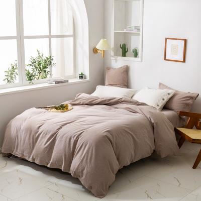 China Simple Mulan Button Linen Bedding Sets Solid Modern Ins Hotel Home Bed Sheets Duvet Cover Cotton Soft Comfortable for sale