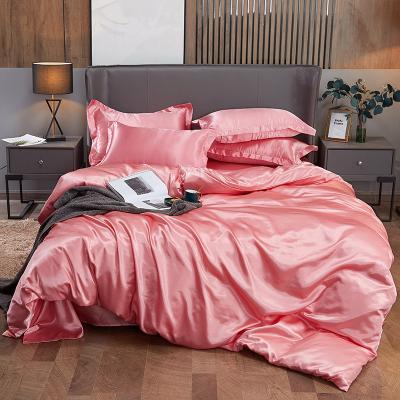 China Mulan Nondisposable Luxury Silk Bedding Sets Satin Polyester Customize Bedspread Duvet Wedding Sets Soft Soft for sale