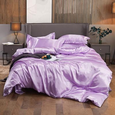 China Nondisposable Modern Design Customized Satin Polyester Bedspread Quilt Wedding Sets Soft Soft Silk Bedding Sets for sale