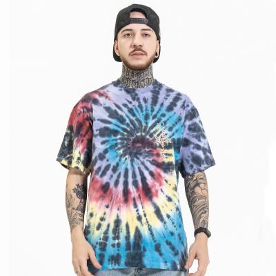 China Anti-shrinkage new spring and summer European and American fashion anti-shrinkage brand tie-dye creative loose round neck men's short-sleeved T-shirt for sale