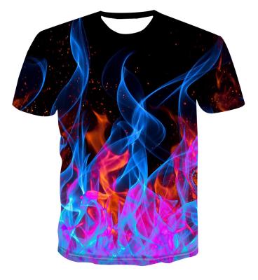 China 2022 New Fashion Summer Flame Men's 3D Round Neck Anti-pilling T-shirt Anti-pilling Short Sleeve Tops Smoke Element Shirt Trendy Men's T-shirt for sale