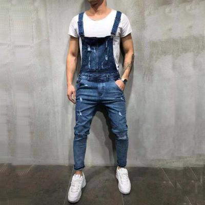 China Color Fade Proof 2022 Ripped Color Fade Proof Amazon Men Overalls Suspender Pants Straps Clothing Denim Bib Jeans Male Overalls for sale