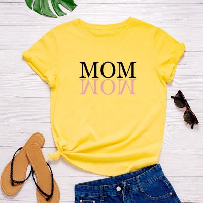 China 2022 Hot Sale Women's Anti-Pilling MOM Anti-Pilling Short Sleeve T-Shirt Copy Letters Top Round Neck for sale