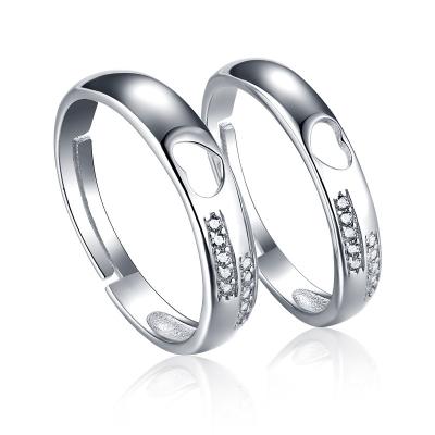 China New Trendy Ring For Couples S925 Steeling Shiny Hollow Silver Band Heart Ring for sale