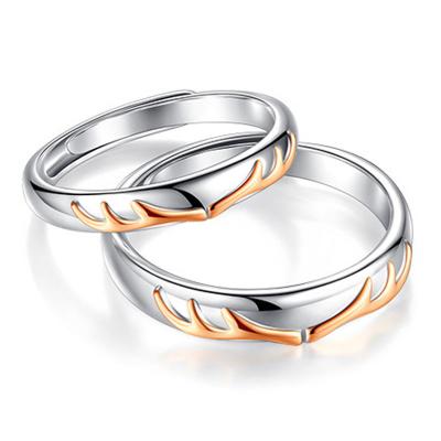 China Silver Plated Engagement Ring Set For Couple Trendy Deer Anniversary Gifts Jewelry Ring for sale