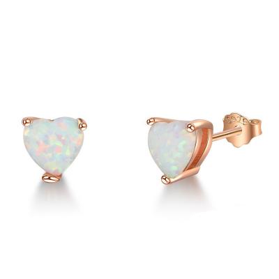 China 100% Handmade Earrings 925 Sterling Silver Jewelry Rose Gold Plated Opal Stone Factory Love Love Earrings for sale