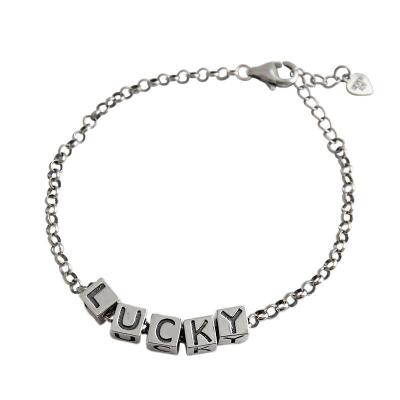 China FASHIONABLE Solid 925 Sterling Silver Geometric Bracelet Bangle Letters Squares for sale