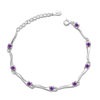 China Pretty Cute Solid 925 Sterling Silver, Purple Amethyst Bangle Bracelet for sale