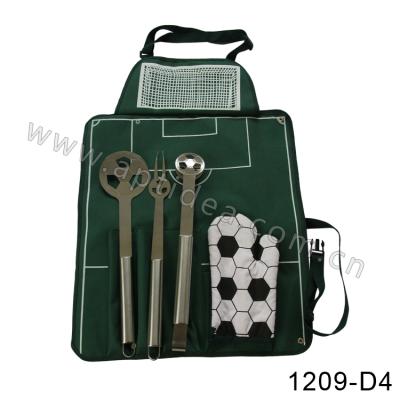 China Easily Cleaned HOT SALE 4 Piece Football Shape BBQ Grill Set With Apron for sale