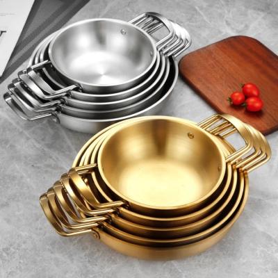 China MD Stainless Steel Pan Korean Noodle Ramen Pot Small Stockpots Pasta Pots Stir Fry Pan Omelet Paella Pans for sale