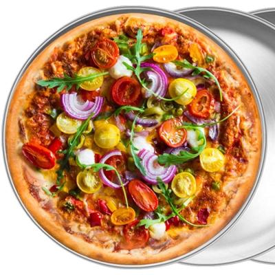 China MD Stainless Steel Round Pizza Pans Silver Gold 10 inch OEM logo Roast Baking Pan for sale