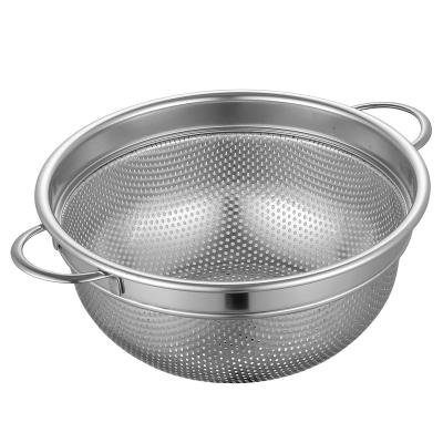 China DH 2021Best Selling Heavy Duty Handles and Self-draining Solid Ring Base Stainless Steel Colander Kitchen Supply for sale