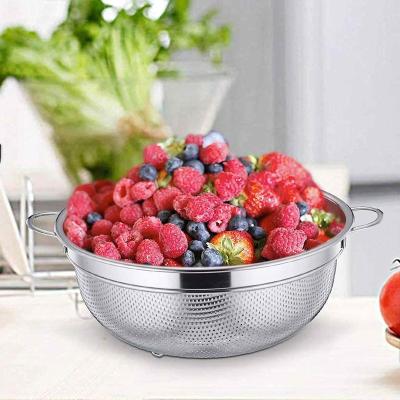 China MD stainless steel 304 Steel Tea Mesh Rice Bowl Strainer Steel Colander Basket for Kitchen for sale