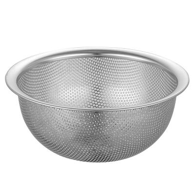 China DH 2021 Unique Design Hot Sale Vegetable Standing Double Layer 16CM Colander With Hole Drain Bowl Stainless Steel Colander Set en venta