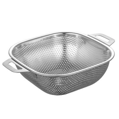 China DH Factory Directly Wholesale Hot Selling Good Quality Rust Free Stainless 20cm Steel Square Kitchen Sink Fruit Wash Colander for sale