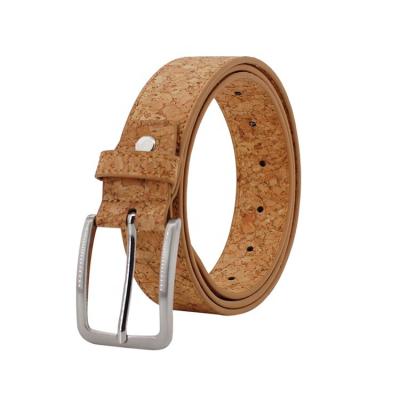 China Both Side All Natural Cork 2021 Custom Made Cork Vegan Fabric Leather Cork PU Belts For Men for sale