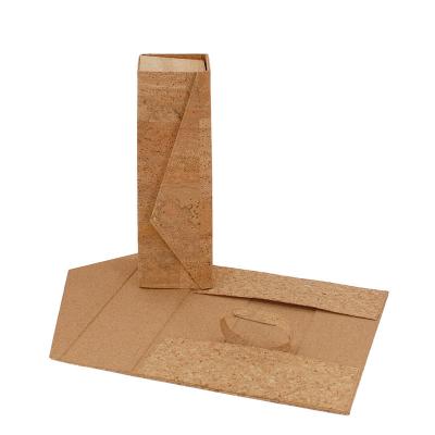 China Custom Folding Wine Box Recycled Materials Cork Wooden Natural Foldable Gift Box For Wine for sale