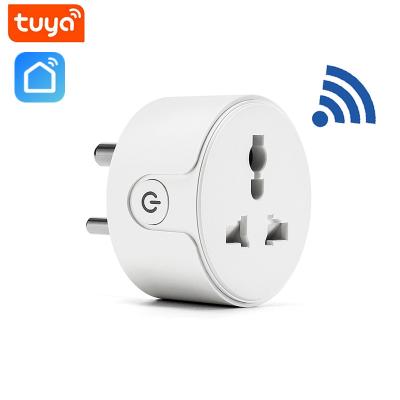 China Smart home Indian 3pin 10A hot selling smart wifi socket with universal outlet socket, App remote and Alexa/Google voice auxiliary control for sale