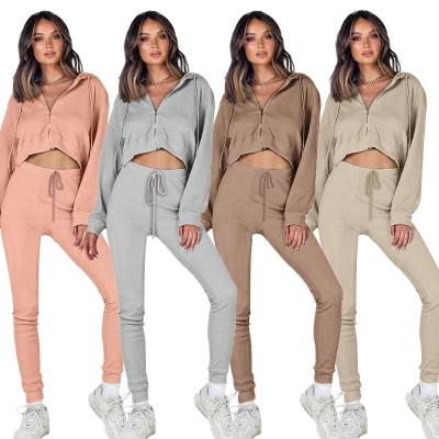 China Women's Suit Solid Color Splice Casual Fashion Loose Hooded Drawstring Hooded QUICK DRY Women's Casual Sweater Sweater Pants Sweater Pants for sale