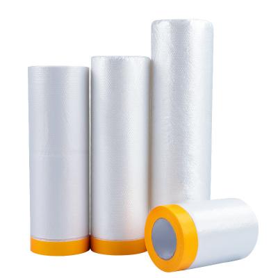 China Waterproof OEM Pre Taped Masking Film For Automotive Painting Covering for sale