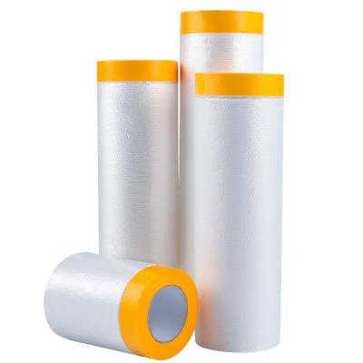 China PE Plastic Film Transparent Crepe Paper Spray Painting Covering Car Taped Masking Film for sale