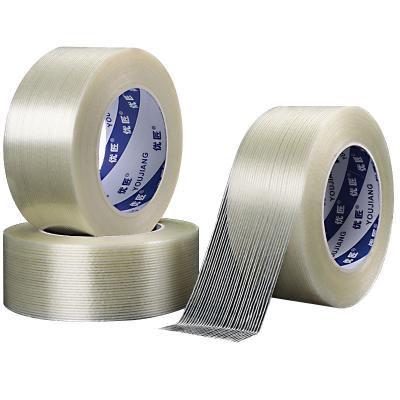 China 48mm Transparent Fiberglass Filament Tape For Holding Bi Directional Tape 0.15mm for sale