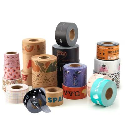 China Color personalizado Eco amigable degradable goma 3 pulgadas paquete impreso Kraft papel adhesivo con el logotipo en venta