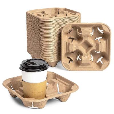 China Durable Biodegradable and Compostable Disposable Disposable Tray Coffee - Drink Holder Cup Carrier for Food Dispensing Service for sale