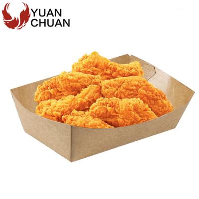 China Australia Food Kraft Paper Material Fried Boat Waterproof Laminated Tray For Fried Chicken for sale