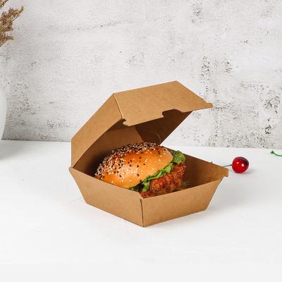 China Recycled materials corrugated burger box, mini food clamshell container-hinged lid, disposable, take-out kraft box, for mini appetizers for sale