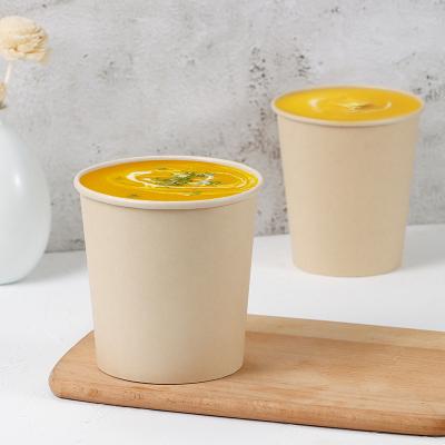 China Recycled Materials Paper Bowls, Disposable Soup Bowls Bulk Free Party Supplies For Hot/Cold Food, Soup Kraft Bowls With PP Lids Food Containers for sale