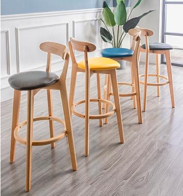 China Modern Natural Barstool With Seat Top Round Nordic Style Wooden Stool for sale