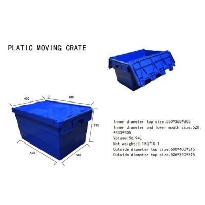 China Large Recyclable Industrial Warehouse Storage Stacking Turnover Moving Plastic Crate With Lids for sale