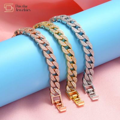 China Hip Hop Jewelry 18k Women Men Cuban Link Chain Bracelet Iced Out Diamond for sale