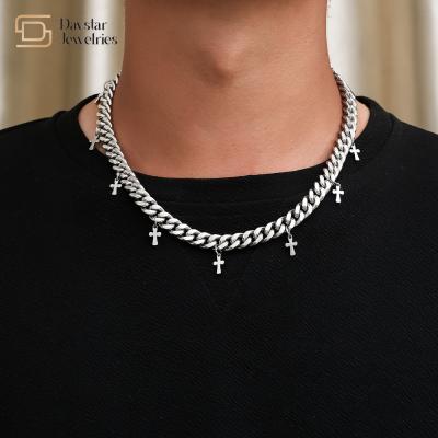 China Cross Pendant Necklace Titanium Steel Hip Hop Jewelry Cuban Link Chain Choker for sale