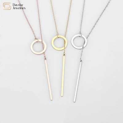 China Disc Bar Pendant Stainless Steel Choker , Lariat Y Necklace For Women for sale