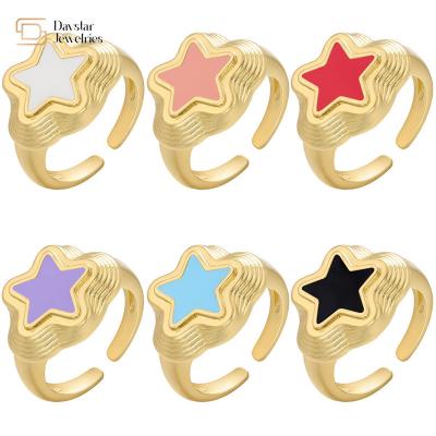 Κίνα Star type Gold Plated Y2k Rings Colorful Enamel Open Women Jewelry προς πώληση