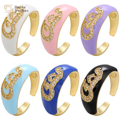 Κίνα Custom Diamond Chunky Letter Rings Zircon Name Colorful Enamel Rings προς πώληση