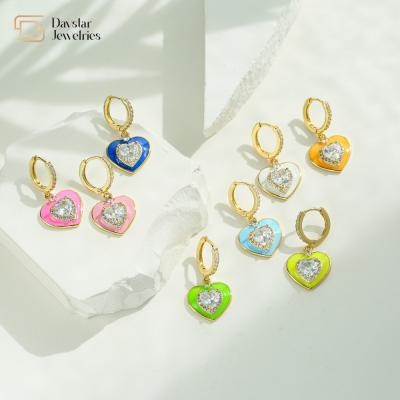 Κίνα Heart Diamond 14K Gold Plated Jewelry Colorful Enamel Pendant Earrings προς πώληση