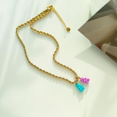 China Kunstmatige Zirkoon van douane het Goud Geplateerde Teddy Bear Pendant Necklace Lovely Te koop