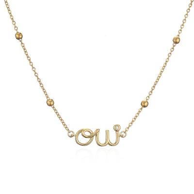 China De aangepaste Gouden de Tegenhangerhalsband van 24K parelt dun Diamond Chain Letter Necklace Te koop