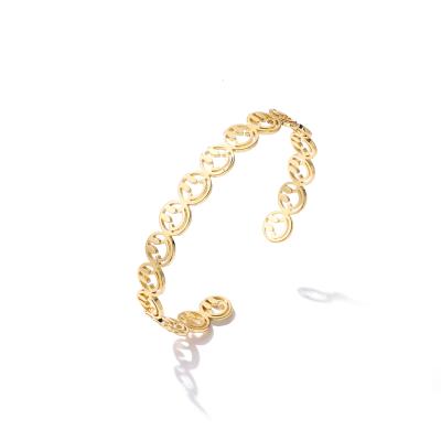 China OEM 18k Gold Diamond Bangle Contemporary Gold Plated Adjustable Bracelet for sale