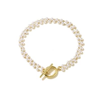 China Pulsera de imitación del encanto del botón de la perla OT de la pulsera del oro del OEM 18k en venta