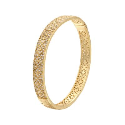 China Zircon 18k Gold Plated Bangles Custom Name Gold Plated Initial Bracelet for sale