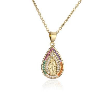 China Zircon 14k Gold Jewelry Fashion Women Virgin Mary Pendant Necklace for sale